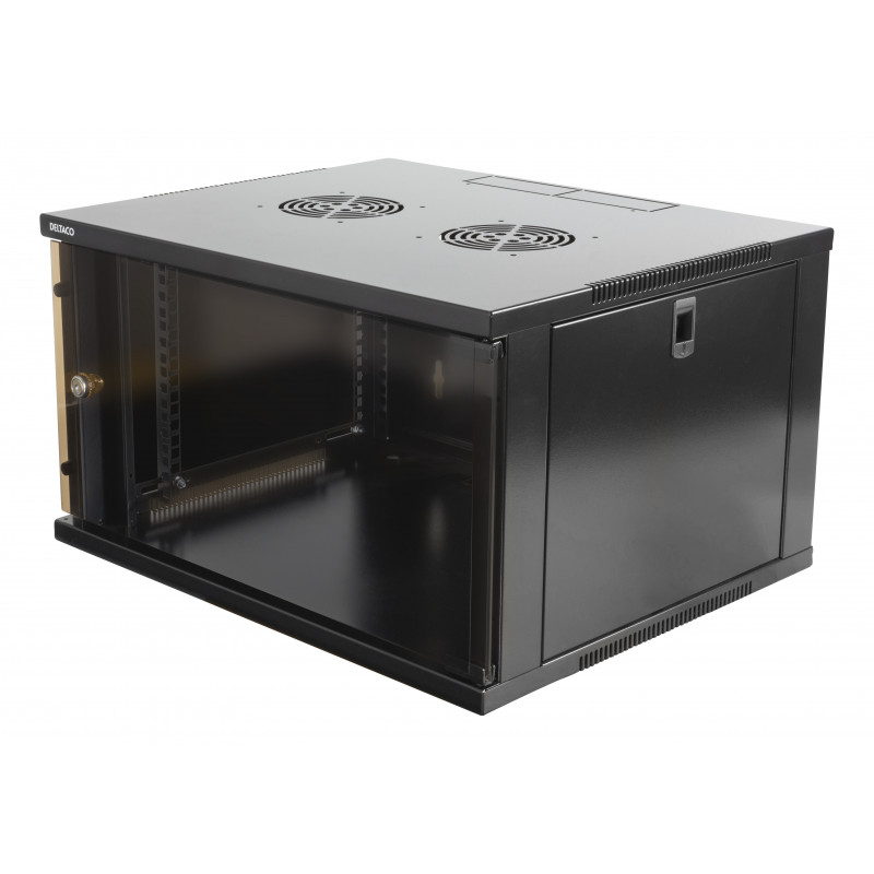 Deltaco 19" räkkikaappi, 6U, 540x450mm, lattiamall. tai seinälle as.