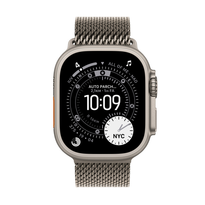 Apple Watch Ultra 3 OLED 49 mm Digitaalinen 422 x 514 pikseliä Kosketusnäyttö 5G Titaani Wi-Fi GPS (satelliitti)