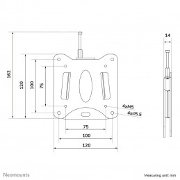 Neomounts WL15-633BL1 Tablet wall mount - Max. 3 kg | 6,6 lbs - fixed tabletin turvakotelo Musta 37,1 cm (14.6")