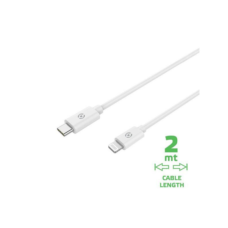 Celly USBLIGHTC2MWH Lightning-kaapeli 2 m Valkoinen