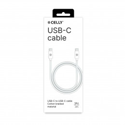 Celly USBCUSBCCOTTWH USB-kaapeli 1,5 m USB C 60 W Valkoinen