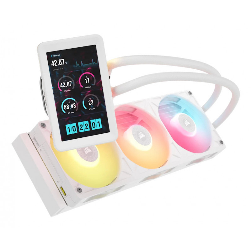 Corsair iCUE LINK TITAN II 360 RX LCD AIO Liquid CPU Cooler Suoritin Nestejäähdytyspakkaus 12 cm Valkoinen 1 kpl