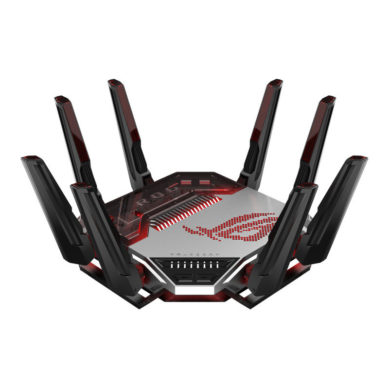 ASUS ROG Rapture GT-BN98 langaton reititin 10 Gigabit Ethernet Quad-band (2.4 GHz   5 GHz-1   5 GHz-2   6 GHz) Musta, Valkoinen