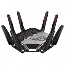 ASUS ROG Rapture GT-BN98 langaton reititin 10 Gigabit Ethernet Quad-band (2.4 GHz   5 GHz-1   5 GHz-2   6 GHz) Musta, Valkoinen