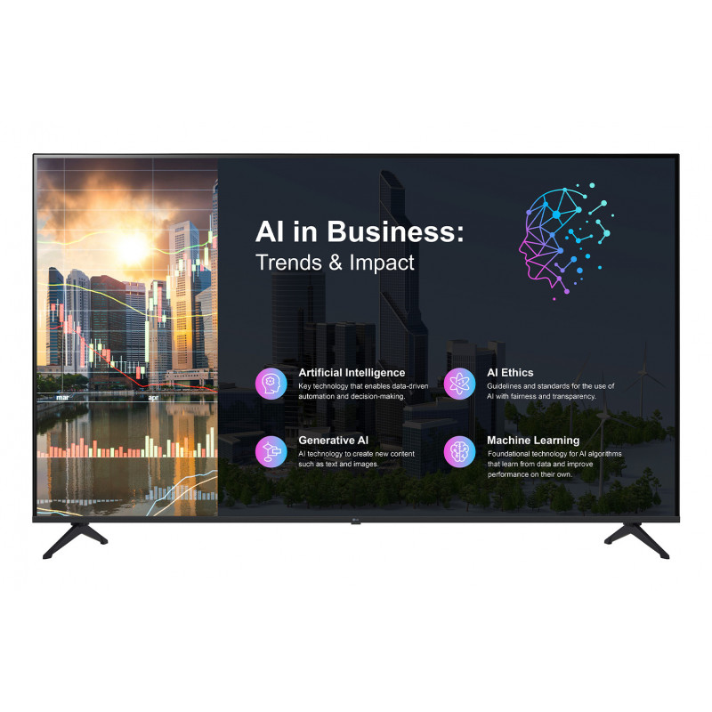 LG 50PK640S Digitaalinen litteä infotaulu 127 cm (50") LED 260 cd m² 4K Ultra HD Musta Sisäänrakennettu prosessori WebOS 16 7