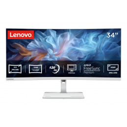 Lenovo L34W-4C tietokoneen litteä näyttö 86,4 cm (34") 3440 x 1440 pikseliä UltraWide Quad HD LED Harmaa