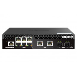 QNAP QSW-M2106R-2S2T verkkokytkin Hallittu L2 10G Ethernet (100 1000 10000) 1U Musta
