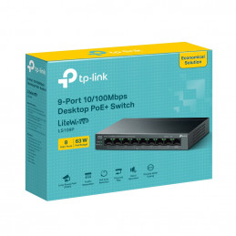 TP-Link LiteWave LS109P verkkokytkin Hallitsematon Fast Ethernet (10 100) Power over Ethernet -tuki Musta