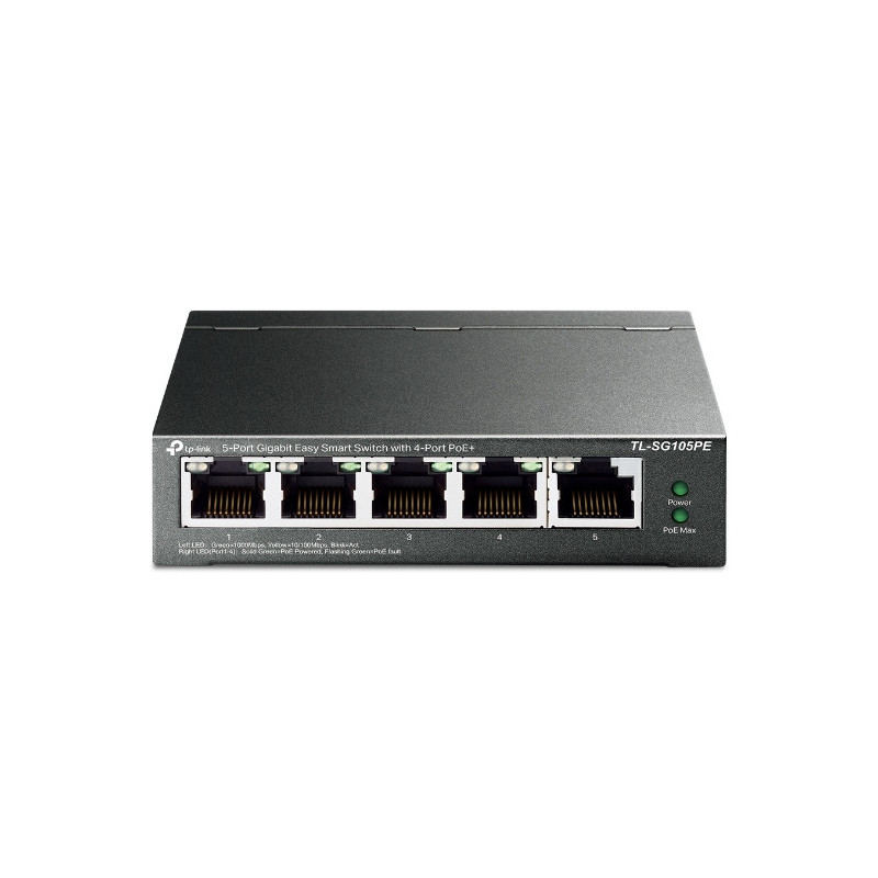 TP-Link TL-SG105PE verkkokytkin Hallittu L2 Gigabit Ethernet (10 100 1000) Power over Ethernet -tuki Musta
