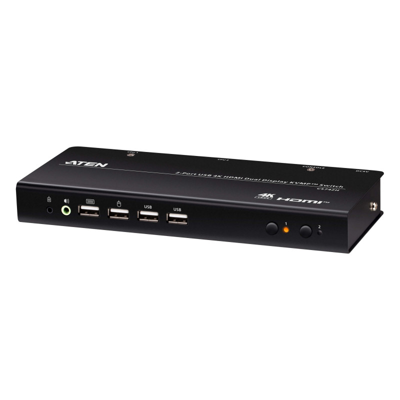 ATEN CS742H KVM-kytkin Musta