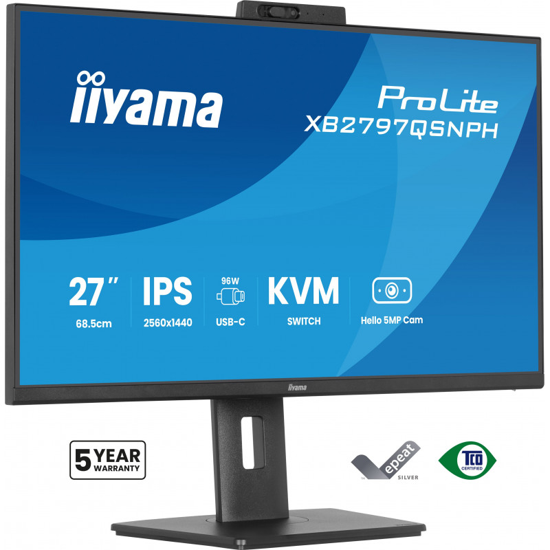 iiyama ProLite XB2797QSNPH-B1 tietokoneen litteä näyttö 68,6 cm (27") 2560 x 1440 pikseliä Quad HD LED Musta