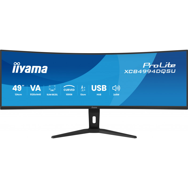 iiyama ProLite XCB4994DQSU-B1 tietokoneen litteä näyttö 124,5 cm (49") 5120 x 1440 pikseliä Dual QHD LCD Musta
