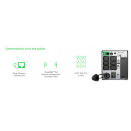 APC SMT750IC UPS-virtalähde Linjainteraktiivinen 0,75 kVA 500 W 6 AC-pistorasia(a)