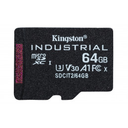 Kingston Technology 64GB microSDXC Industrial C10 A1 pSLC -kortti + SD-sovitin