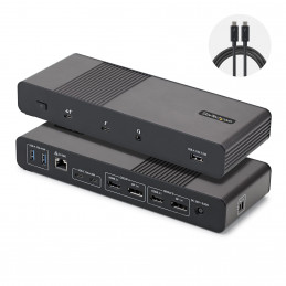 StarTech.com 206UE-TB5USB4DOCK kannettavien tietokoneiden telakka ja porttitoistin Langallinen Thunderbolt 5 Musta, Harmaa