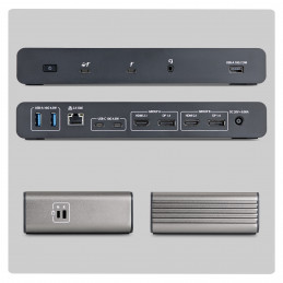 StarTech.com 206UE-TB5USB4DOCK kannettavien tietokoneiden telakka ja porttitoistin Langallinen Thunderbolt 5 Musta, Harmaa
