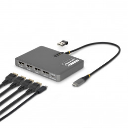 StarTech.com QUAD-USB-DP-ADAPT kannettavien tietokoneiden telakka ja porttitoistin Langallinen USB 3.2 Gen 1 (3.1 Gen 1) Type-C