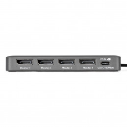 StarTech.com QUAD-USB-DP-ADAPT kannettavien tietokoneiden telakka ja porttitoistin Langallinen USB 3.2 Gen 1 (3.1 Gen 1) Type-C