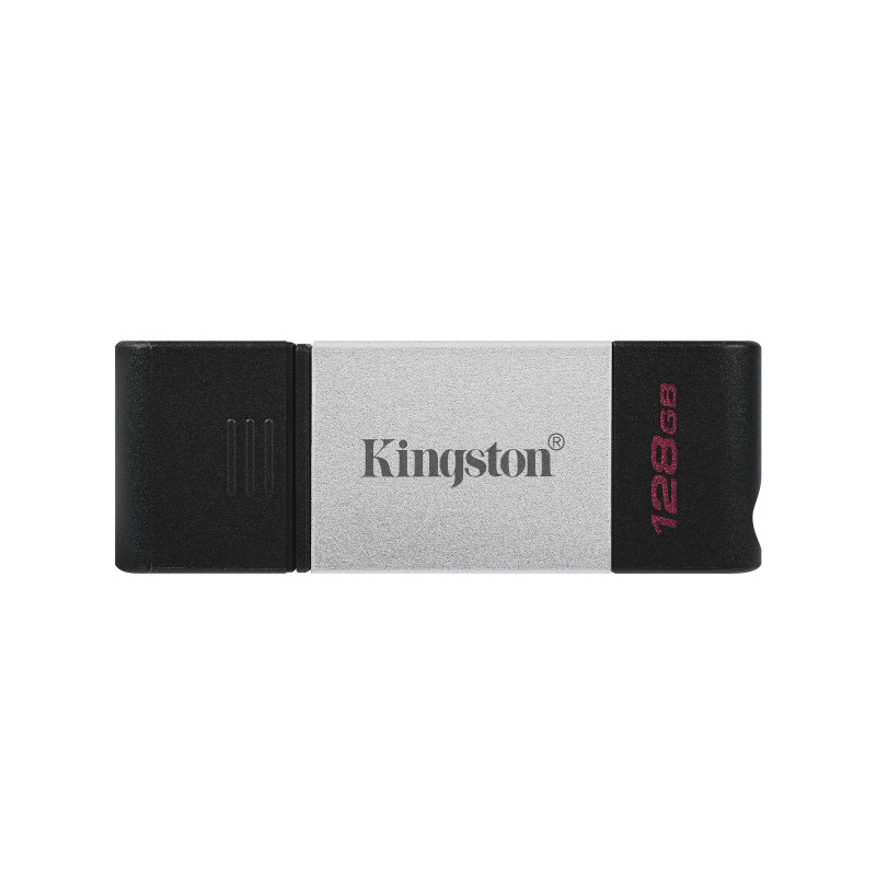 Kingston Technology DataTraveler 80 USB-muisti 128 GB USB Type-C 3.2 Gen 1 (3.1 Gen 1) Musta, Hopea