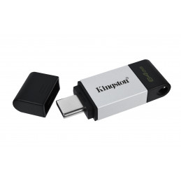 Kingston Technology DataTraveler 80 USB-muisti 64 GB USB Type-C 3.2 Gen 1 (3.1 Gen 1) Musta, Hopea