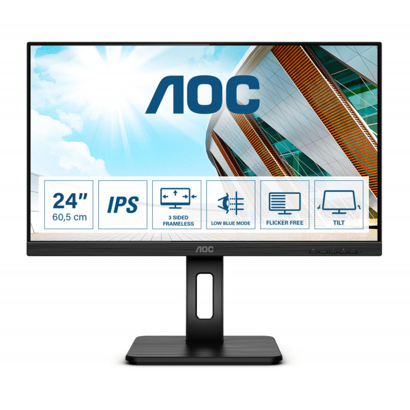 AOC Pro-line Q24P2Q LED display 60,5 cm (23.8") 2560 x 1440 pikseliä Quad HD Musta