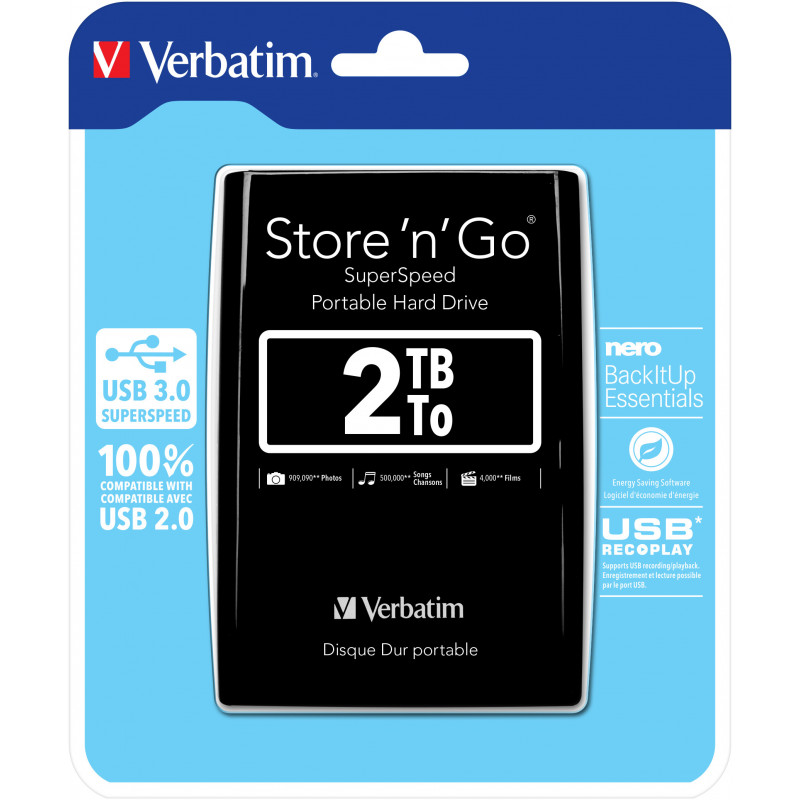 Verbatim Store 'n' Go ulkoinen kovalevy 2048 GB Musta