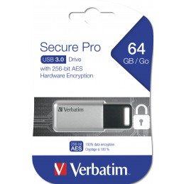 Verbatim Secure Pro USB-muisti 64 GB USB A-tyyppi 3.2 Gen 1 (3.1 Gen 1) Musta, Harmaa