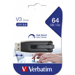 Verbatim V3 USB-muisti 64 GB USB A-tyyppi 3.2 Gen 1 (3.1 Gen 1) Musta, Harmaa