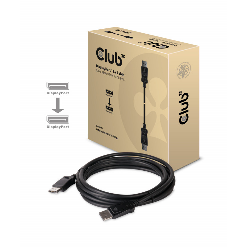 CLUB3D Displayport 1.2 Cable M M 3Meter 4K60Hz 21.6Gbps