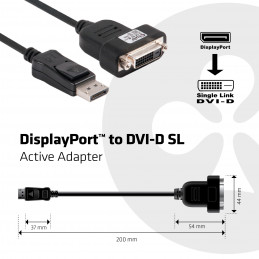 CLUB3D DisplayPort to DVI-D Single-Link Active Adapter Cable