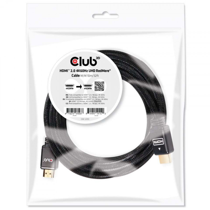 CLUB3D HDMI 2.0 4K60Hz RedMere cable 10m 32.8ft