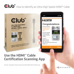 CLUB3D Ultra High Speed HDMI™2.1 Cable 10K 120Hz 48Gbps M M 2 m. 6.56 ft.