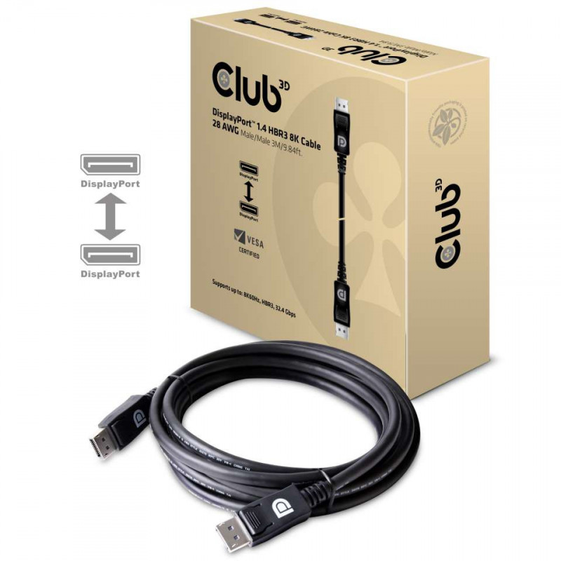 CLUB3D DisplayPort 1.4 HBR3 8K 28AWG Cable M M 3m  9.84ft