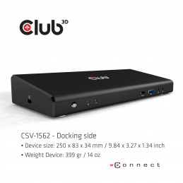 CLUB3D CSV-1562 kannettavien tietokoneiden telakka ja porttitoistin Telakointi Musta