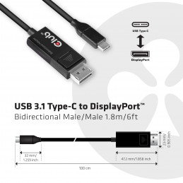 CLUB3D cac-1557 USB C Displayport 1.4 Musta
