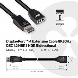 CLUB3D cac-1023 3 m DisplayPort Musta