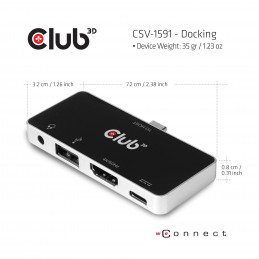 CLUB3D csv-1591 Telakointi USB 3.2 Gen 1 (3.1 Gen 1) Type-C Musta, Kromi