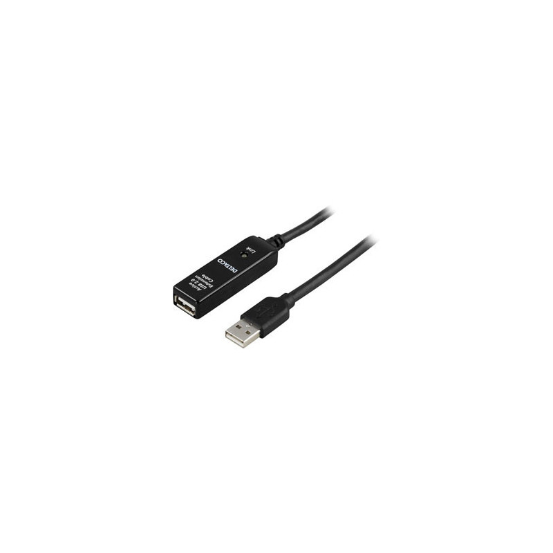 Deltaco USB Extension Cable, 10m USB-kaapeli USB A Musta