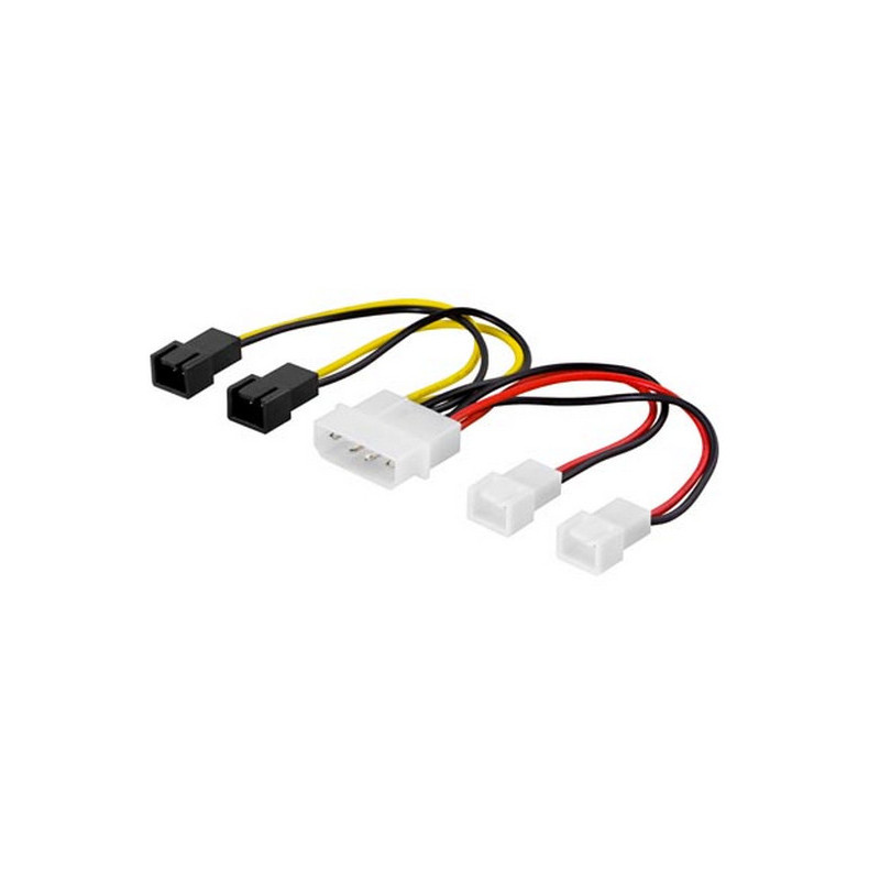 Deltaco SSI-38 cable gender changer 4-pin 4 x 3-pin Musta, Punainen, Valkoinen, Keltainen