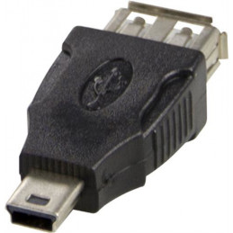 Deltaco USB-72 cable gender changer USB A USB Mini-B Musta