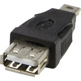 Deltaco USB-72 cable gender changer USB A USB Mini-B Musta