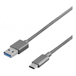 Deltaco USBC-1258 USB-kaapeli 1 m USB 3.2 Gen 1 (3.1 Gen 1) USB A Harmaa