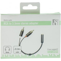 Deltaco AUD-204 audiokaapeli 0,1 m RCA 3.5mm Musta