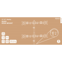 Deltaco ARM-0302 monitorin kiinnike ja jalusta 68,6 cm (27") Puristin Läpipultattu Musta