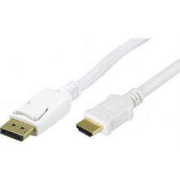 Deltaco DP-3011 videokaapeli-adapteri 1 m DisplayPort HDMI Valkoinen