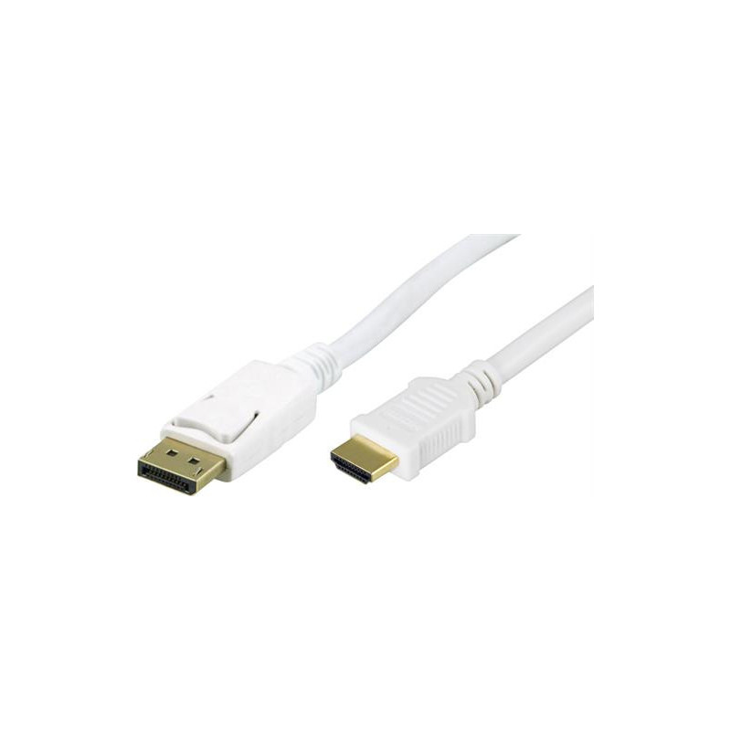 Deltaco DP-3011 videokaapeli-adapteri 1 m DisplayPort HDMI Valkoinen