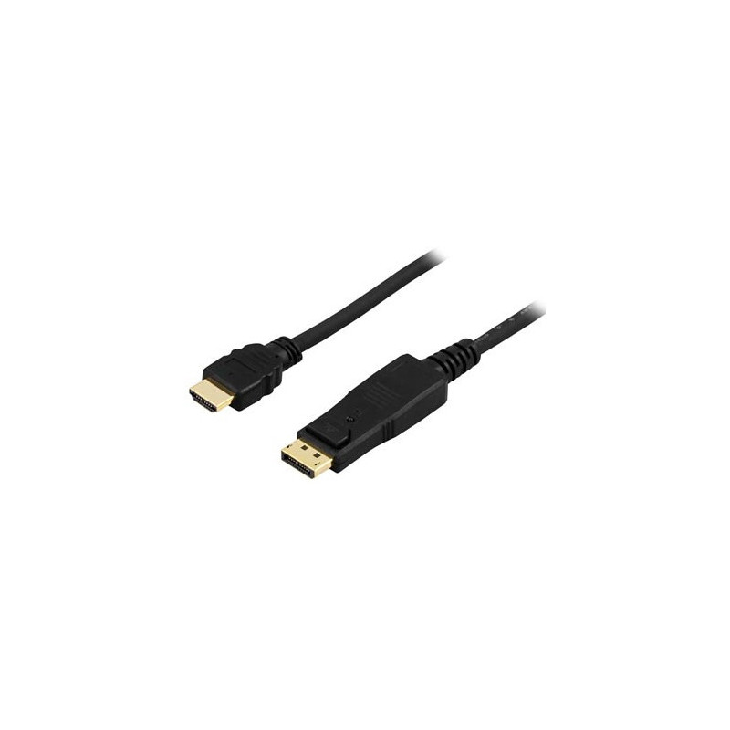 Deltaco DP-3050 videokaapeli-adapteri 5 m DisplayPort HDMI Musta