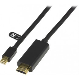 Deltaco DP-HDMI104 DisplayPort-kaapeli 1 m Mini DisplayPort HDMI Musta