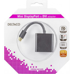 Deltaco DP-DVI6-K videokaapeli-adapteri 0,1 m miniDisplayPort DVI-D Musta