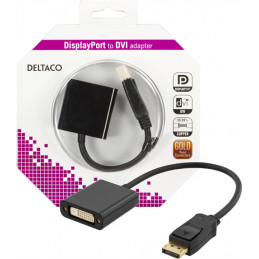 Deltaco DP-DVI14-K videokaapeli-adapteri 0,2 m DisplayPort DVI-I Musta